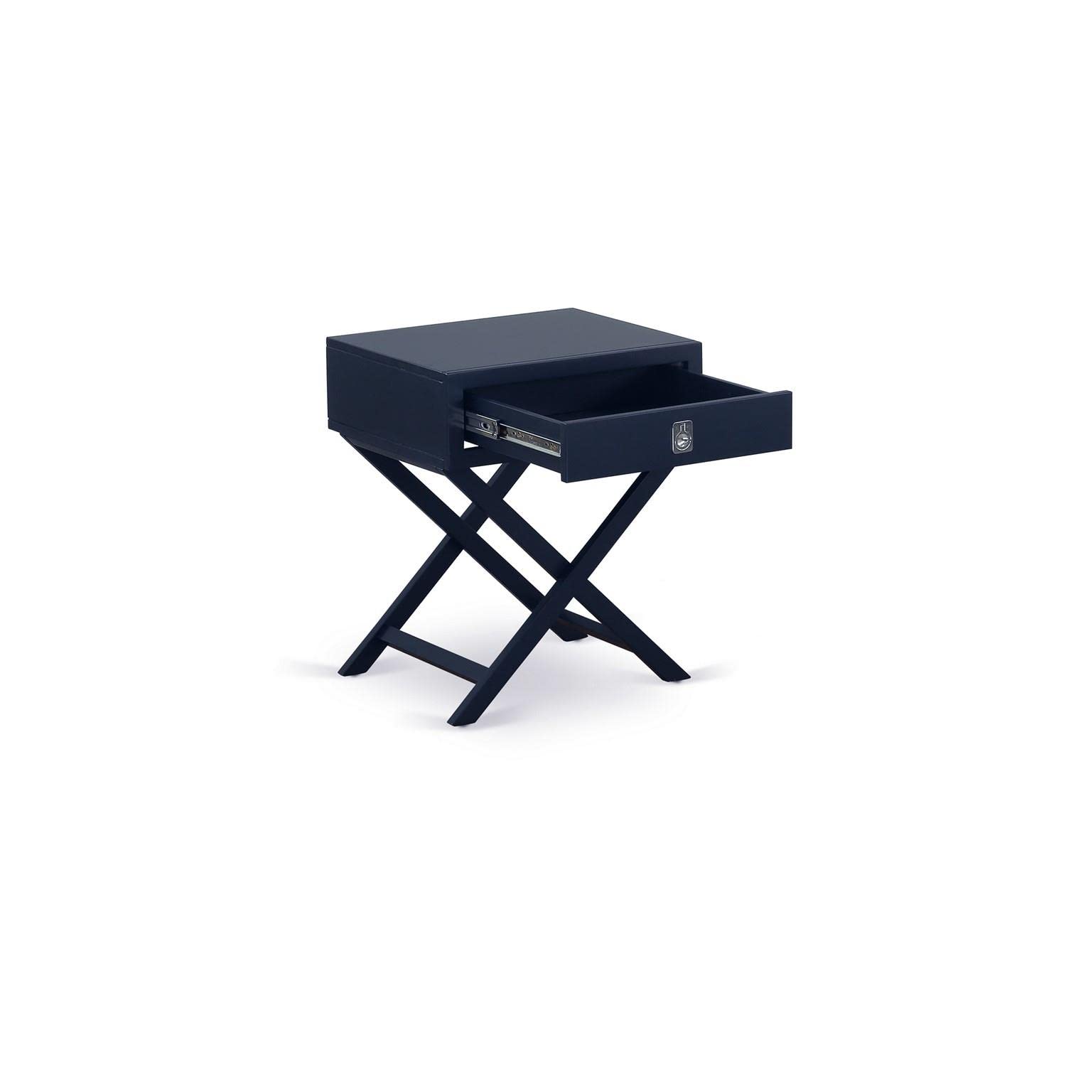 East West Furniture Hane15 One Pc Wonderful Hamilton Night Stand With Drawer, 1-Pack, In Navy Blue Finish
